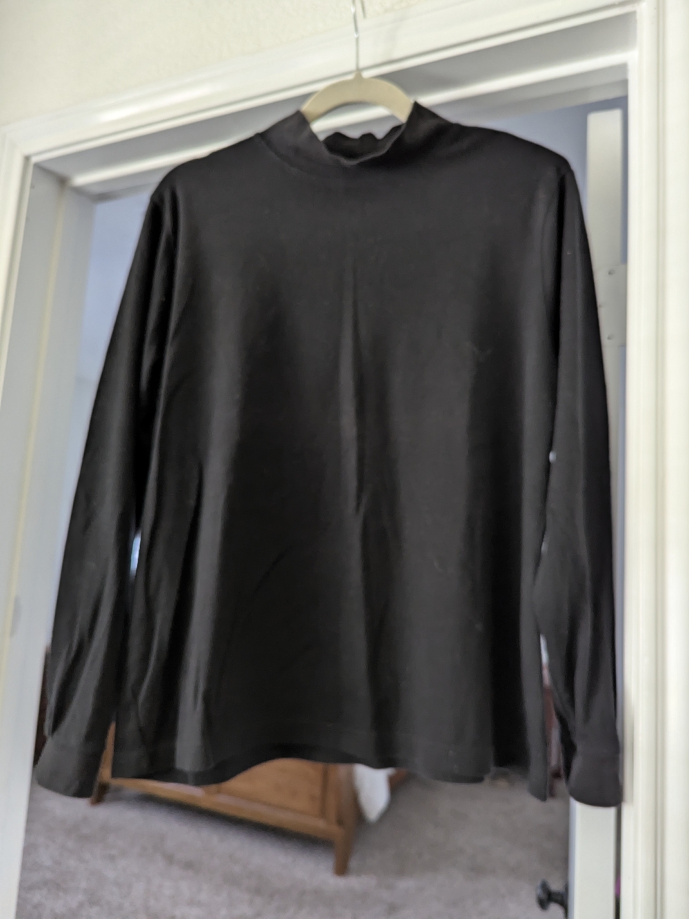L.L. Bean Black Long-Sleeve Mock Neck Shirt Women's